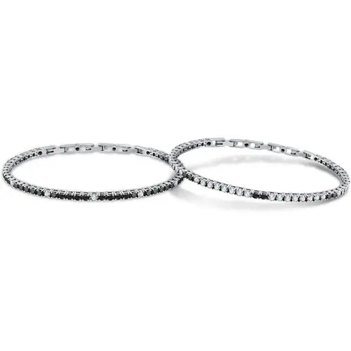 Pulsera Tennis de Hombre con Circonitas Blancas y Negras SATT10