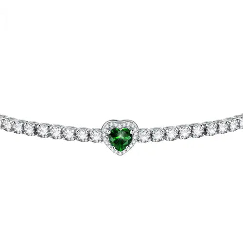 Pulsera Tesori de Plata con Corazón Verde SAVB13