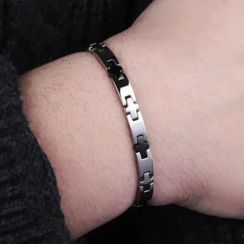 Pulsera Basic Plata y Negro Hombre SZS08