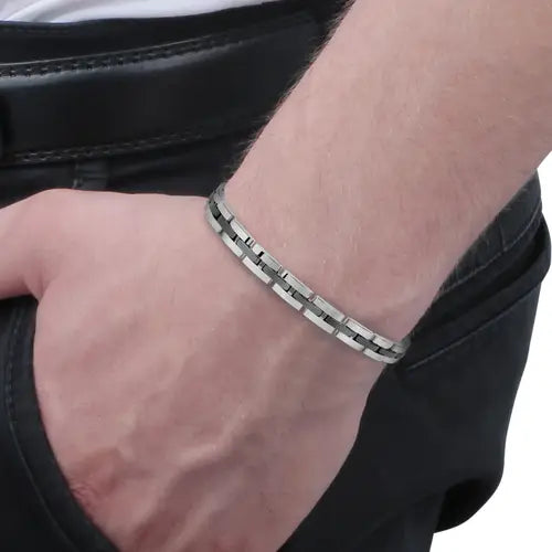 Pulsera Hombre Cerámica Acero y Gris SAFR07