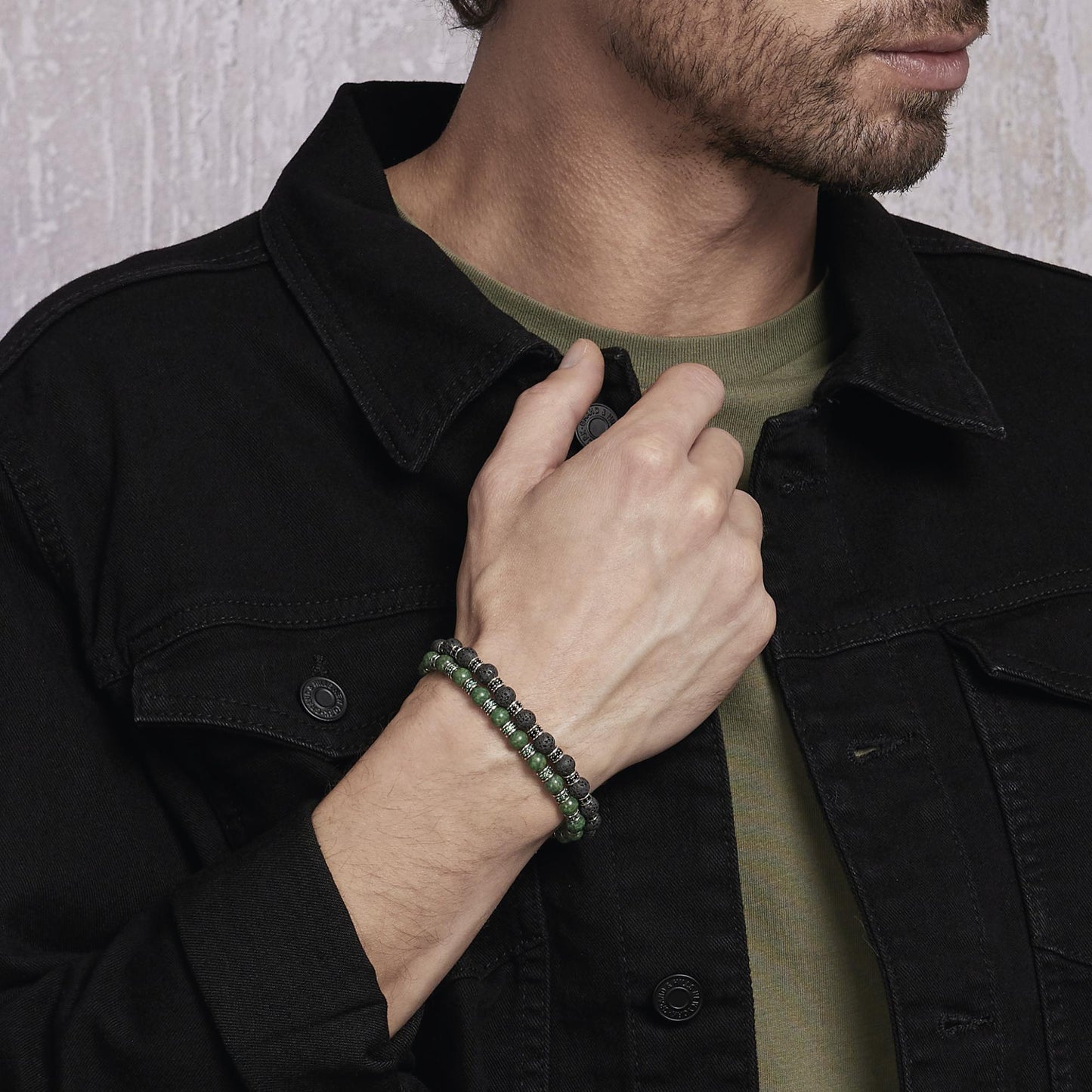Bracciale Uomo Rolling Stone Sfere Giada Verde 533590