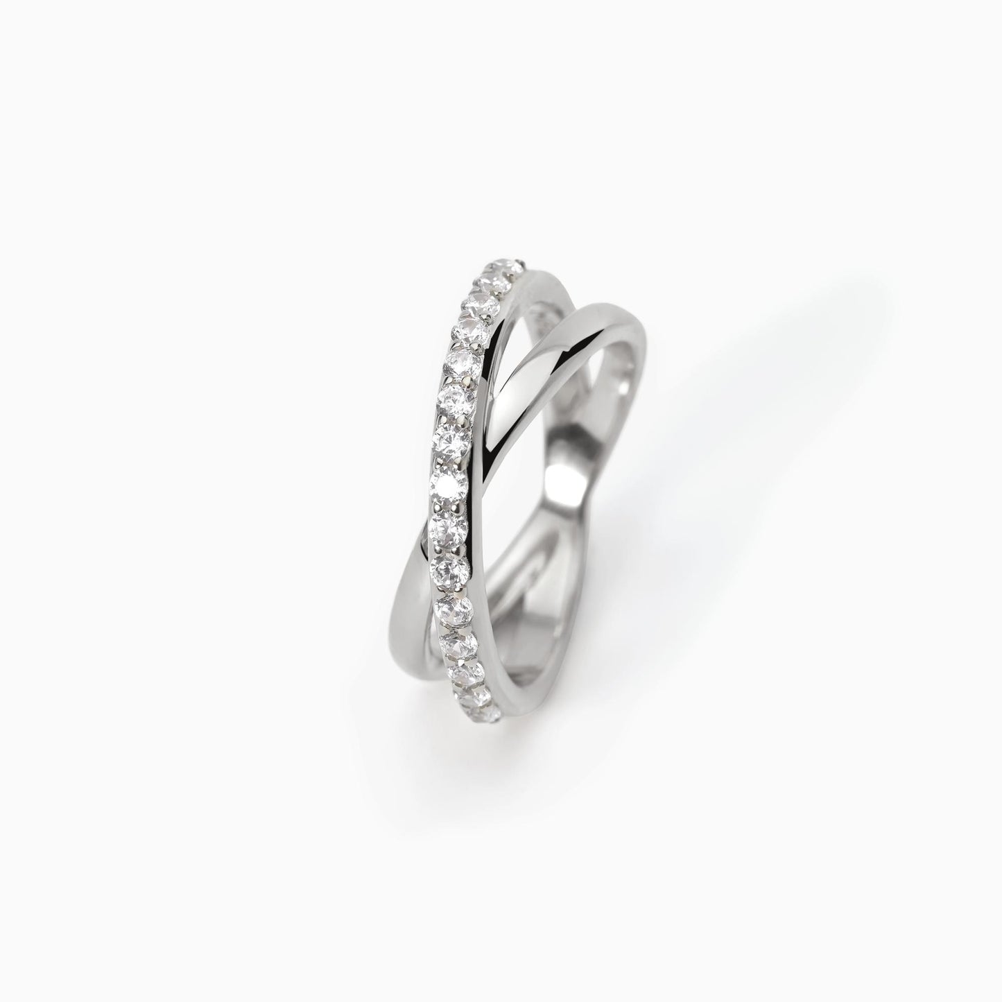 Anello Fasce Incrociate Kim Zirconi Bianchi 523277