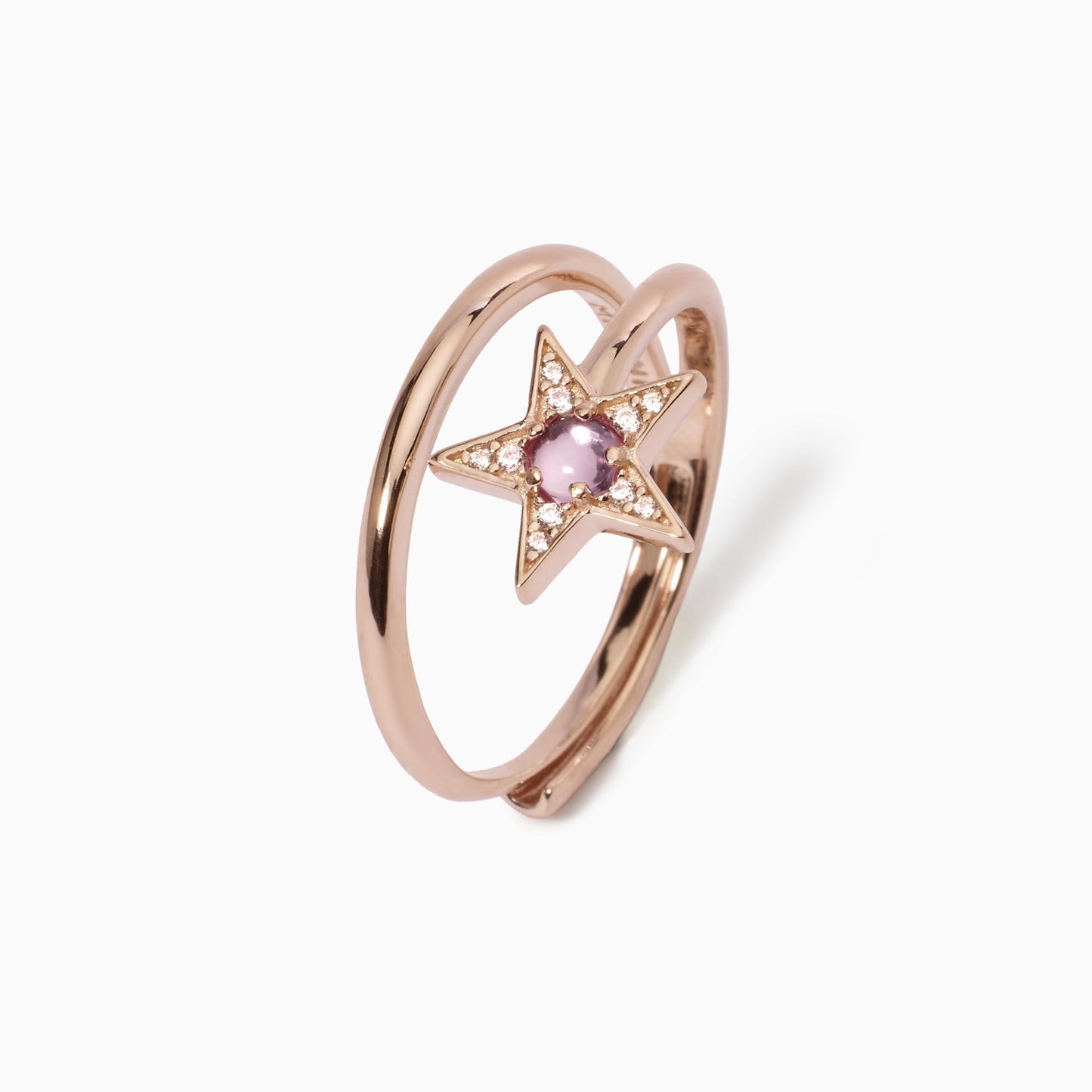 Anello Starlet Rosato Con Stella Tormalina E Zirconi 523279