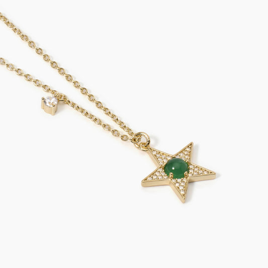 Girocollo Starlet Dorato Con Stella Agata Verde E Zirconi 553514