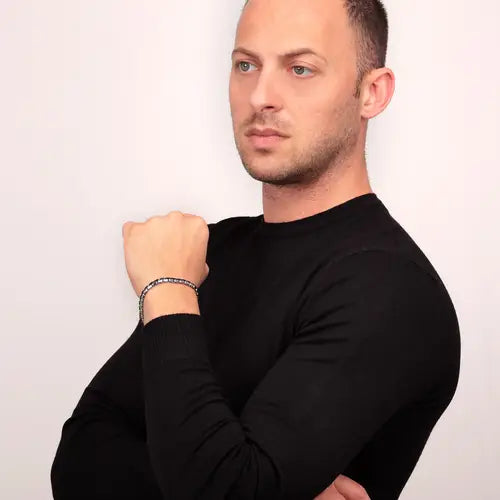 SALS55 Brazalete para hombre Motown negro y acero