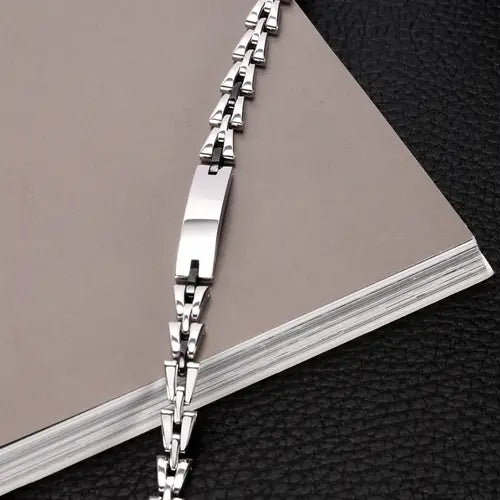 SALS59 Pulsera Hombre Plata y Negro Motown