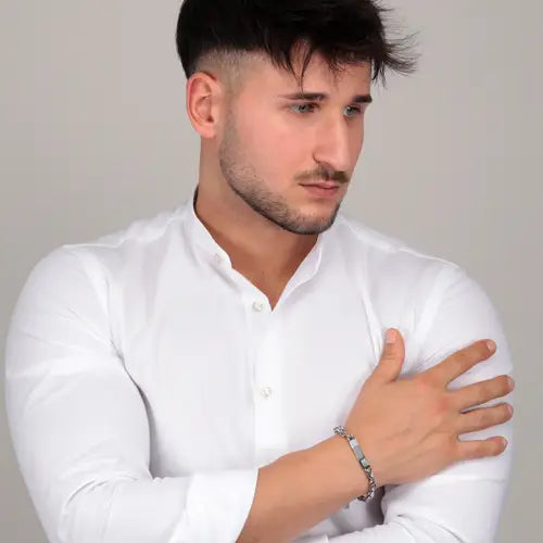 Pulsera Hombre Cadenas con Baño Plata SATX17
