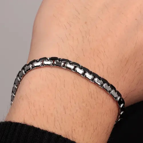 SALS55 Brazalete para hombre Motown negro y acero
