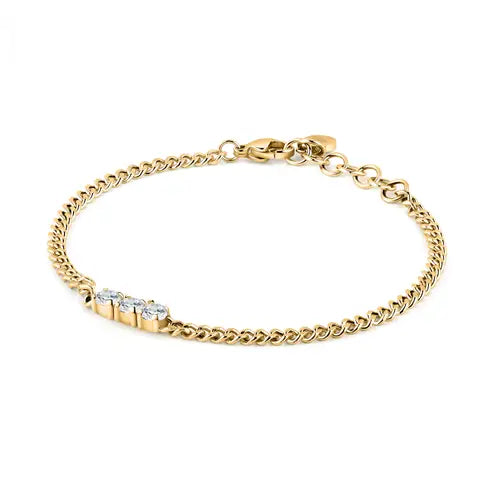 Pulsera Poetic Dorada y Cristales Blancos SAUZ12
