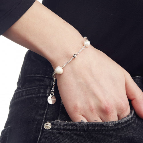 Bracciale Catena Perle Bianche e Sfere Piccole 000EXB4954000