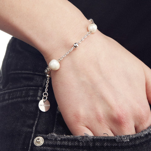 Bracciale Catena Perle Bianche e Sfere Piccole 000EXB4954000