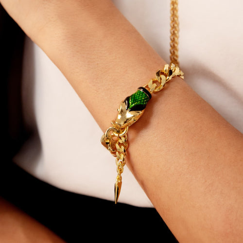 Bracciale Dorato con Serpente Verde 008EXB0014000