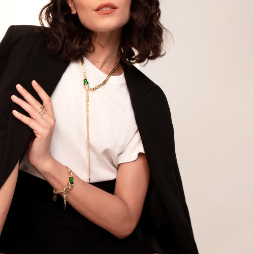 Collier Dorata con Serpente Verde 008EXH0014000