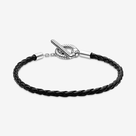 Bracciale in Pelle Nera con Chiusura a T 591675C01
