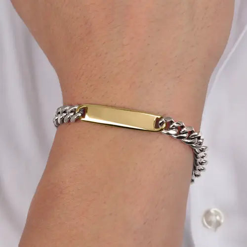 Pulsera Hombre Plata y Cadenas Oro SATX15