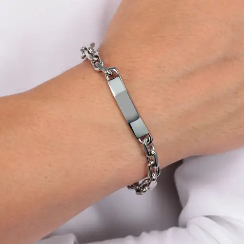 Pulsera Hombre Cadenas con Baño Plata SATX17