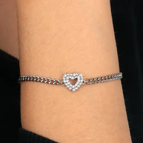 Pulsera Datación Acero con Corazón SAUQ18