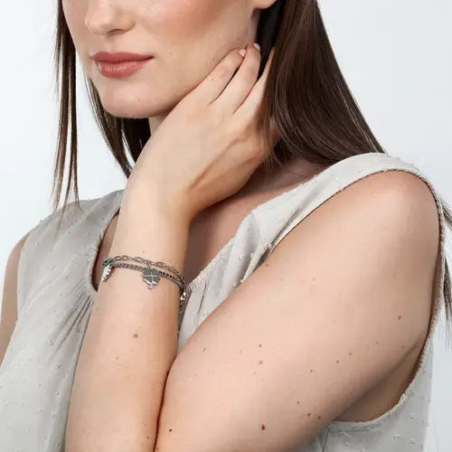 Pulsera Maia Acero y Rosado SAUY08