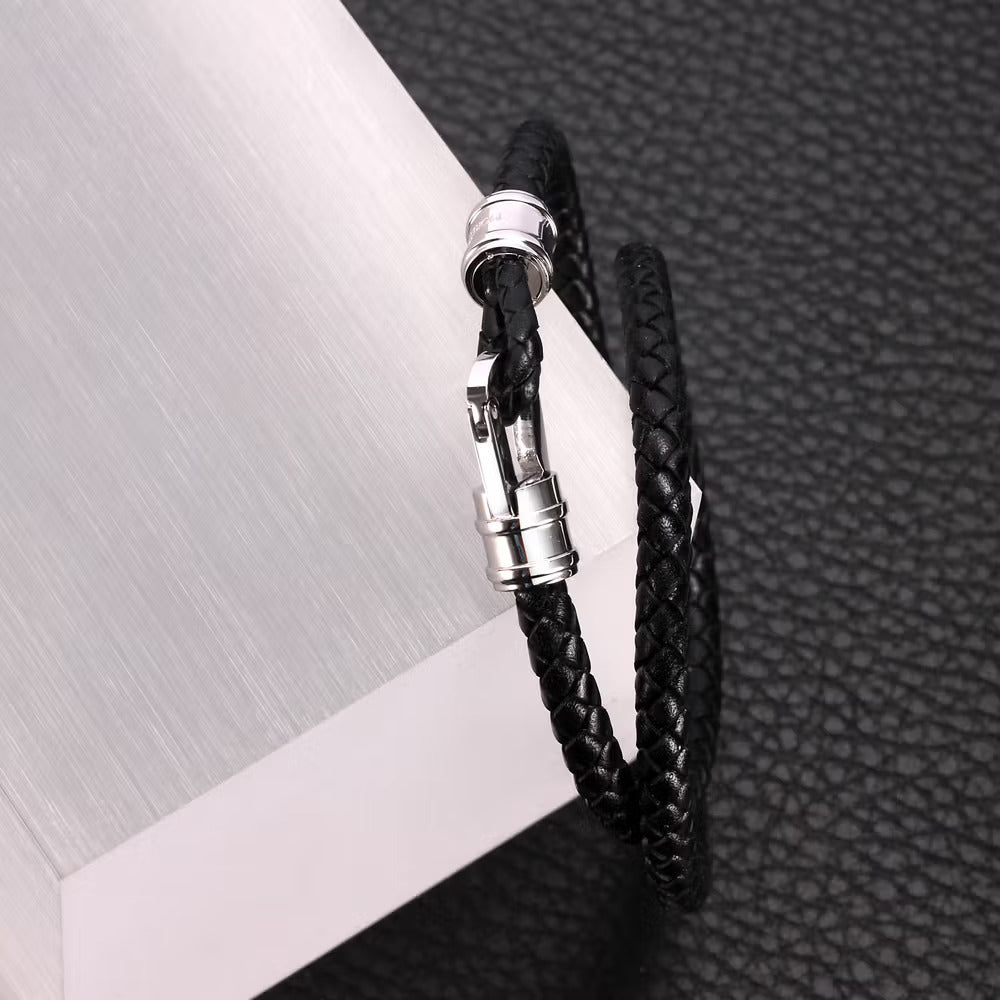 Pulsera Moody Hombre Multihilo Negro y Plata SQH38