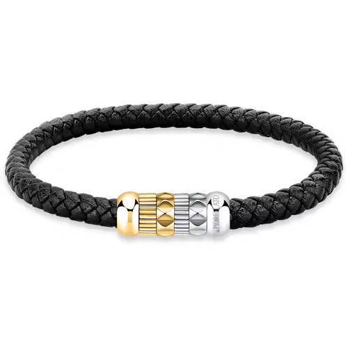 Pulsera Moody Hombre Negra, Plata y Oro SQH52
