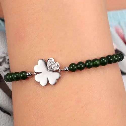Pulsera Valentina Quadrifoglio con Perlas Verdes SATQ08