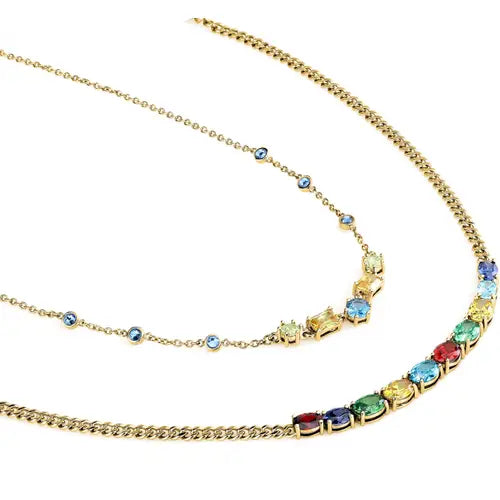 Collar Colores Dorados con Cristales Azules y Amarillos SAVY05