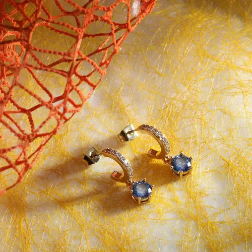 Pendientes Colores Dorados con Circonitas Azules y Blancas SAVY07