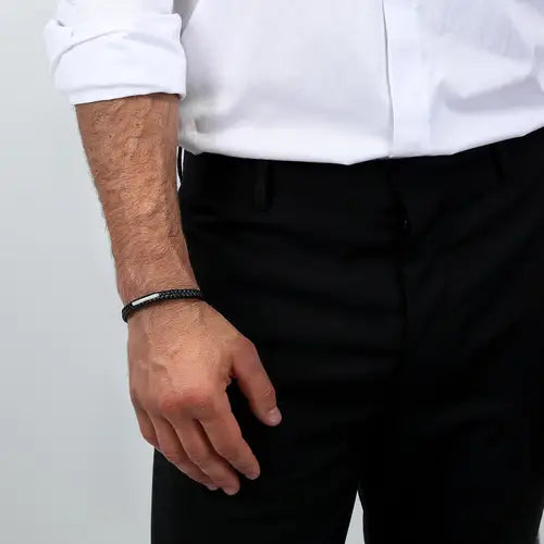 Pulsera Jewels Hombre Negra y Plata JM222AVE02