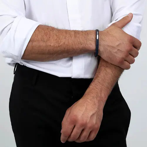 Pulsera Hombre Joyas Azul y Plata JM222AVE04
