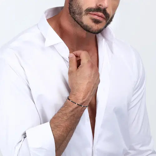 Pulsera Tennis de Hombre con Circonitas Blancas y Negras SATT10