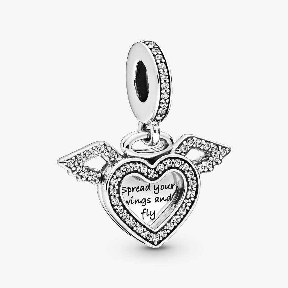 Charm colgante corazón y alas de ángel 798485C01