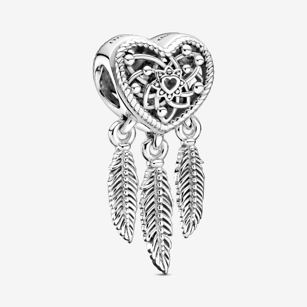 Charm Calado Atrapasueños Corazón Tres Plumas 799107C00