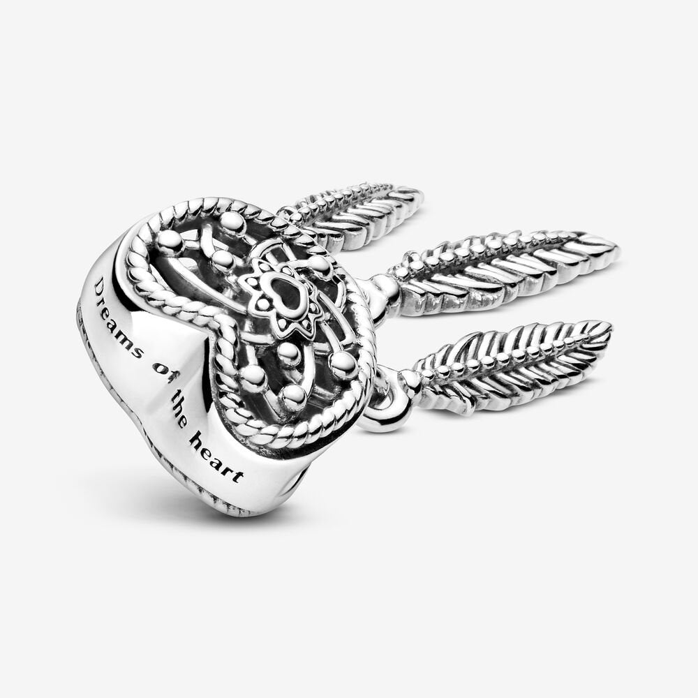 Charm Calado Atrapasueños Corazón Tres Plumas 799107C00