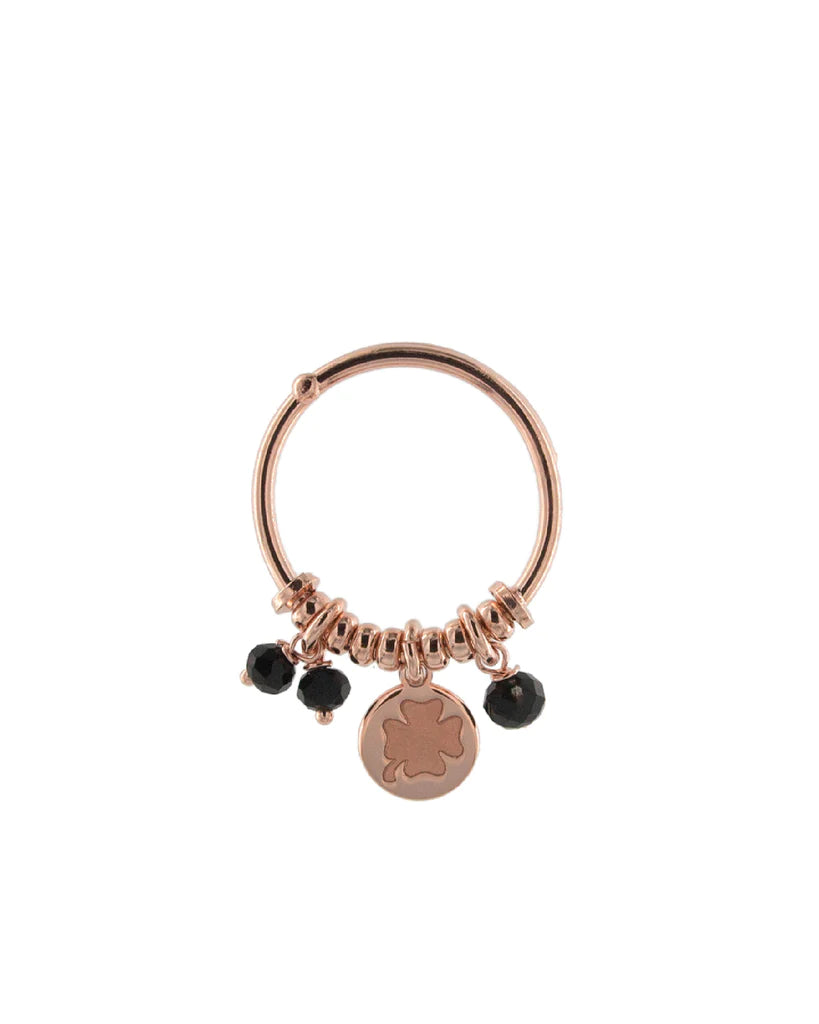 Anello Gipsy Chic Tierra Rosato con Pietre Nere AN-GIP 1 V4 N