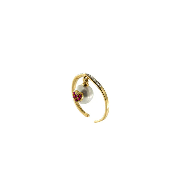 Anello Galactica Perla Di Conchiglia Con Cuore ANZ-013 M1 AU