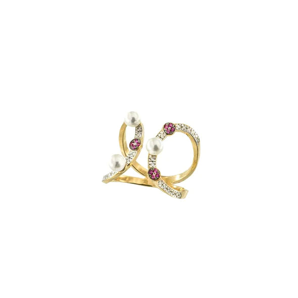 Anello Galactica Contrariè Perle Di Conchiglia ANZ-013 M3 AU