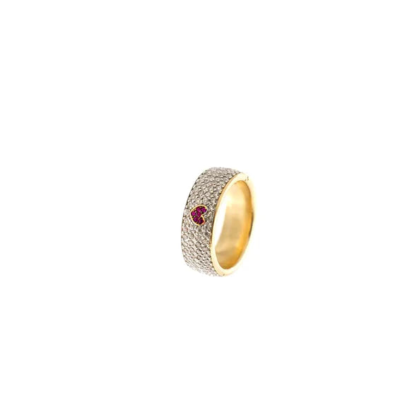 Anello Galactica Con Zirconi e Cuore Centrale ANZ-013 M4 AU