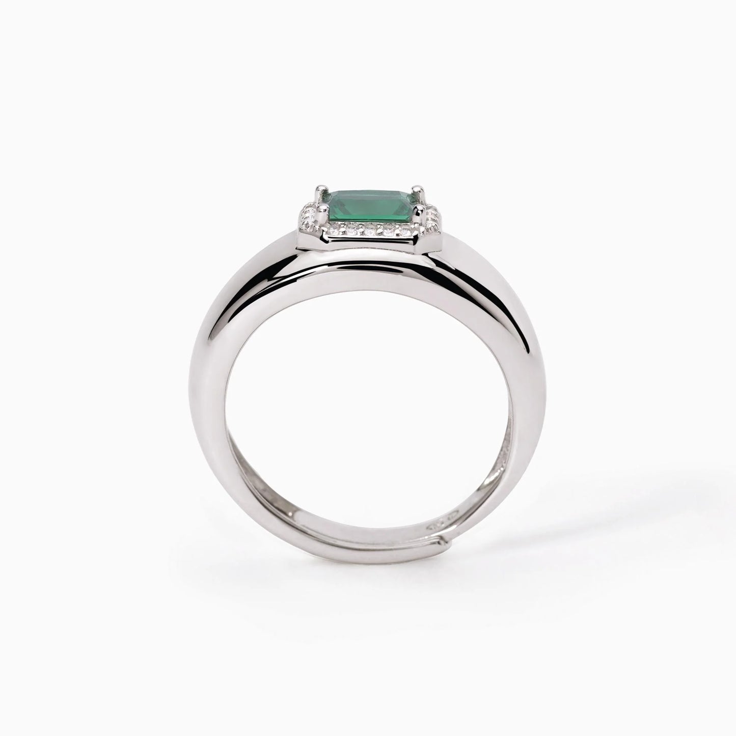 Anello Fascia Argento con Zircone Verde 523272