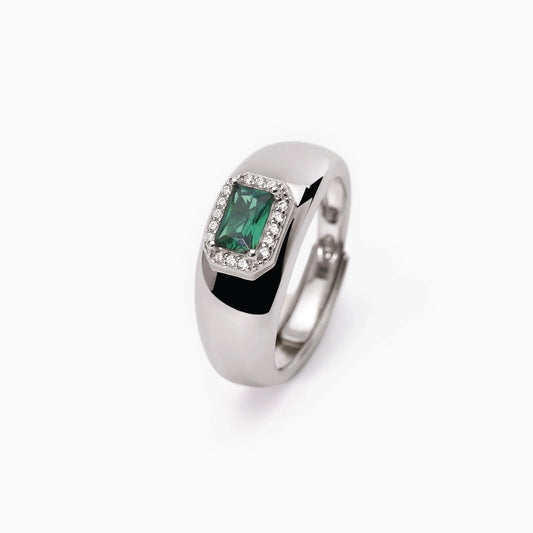 Anello Fascia Argento con Zircone Verde 523272