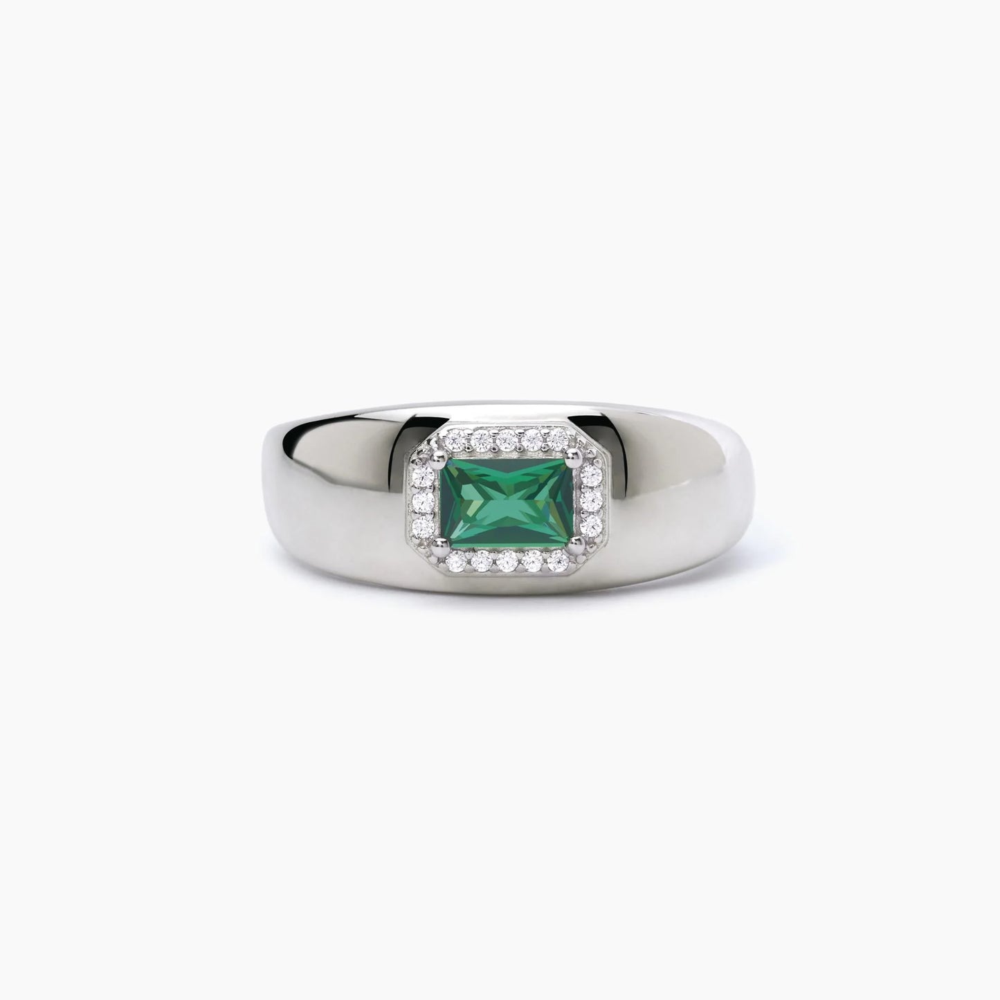 Anello Fascia Argento con Zircone Verde 523272