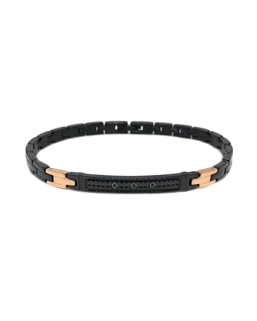 Bracciale Uomo Hiteck Nero e Rosato EHB196