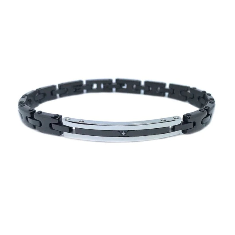 Bracciale Uomo Hiteck Nero e Acciaio EHB214