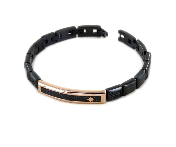 Pulsera Hombre Negro y Rosado EHB304
