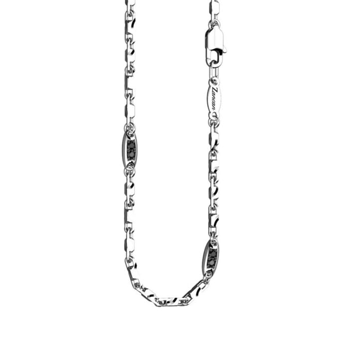 Collana Uomo in Argento con Spinelli Neri ESC053