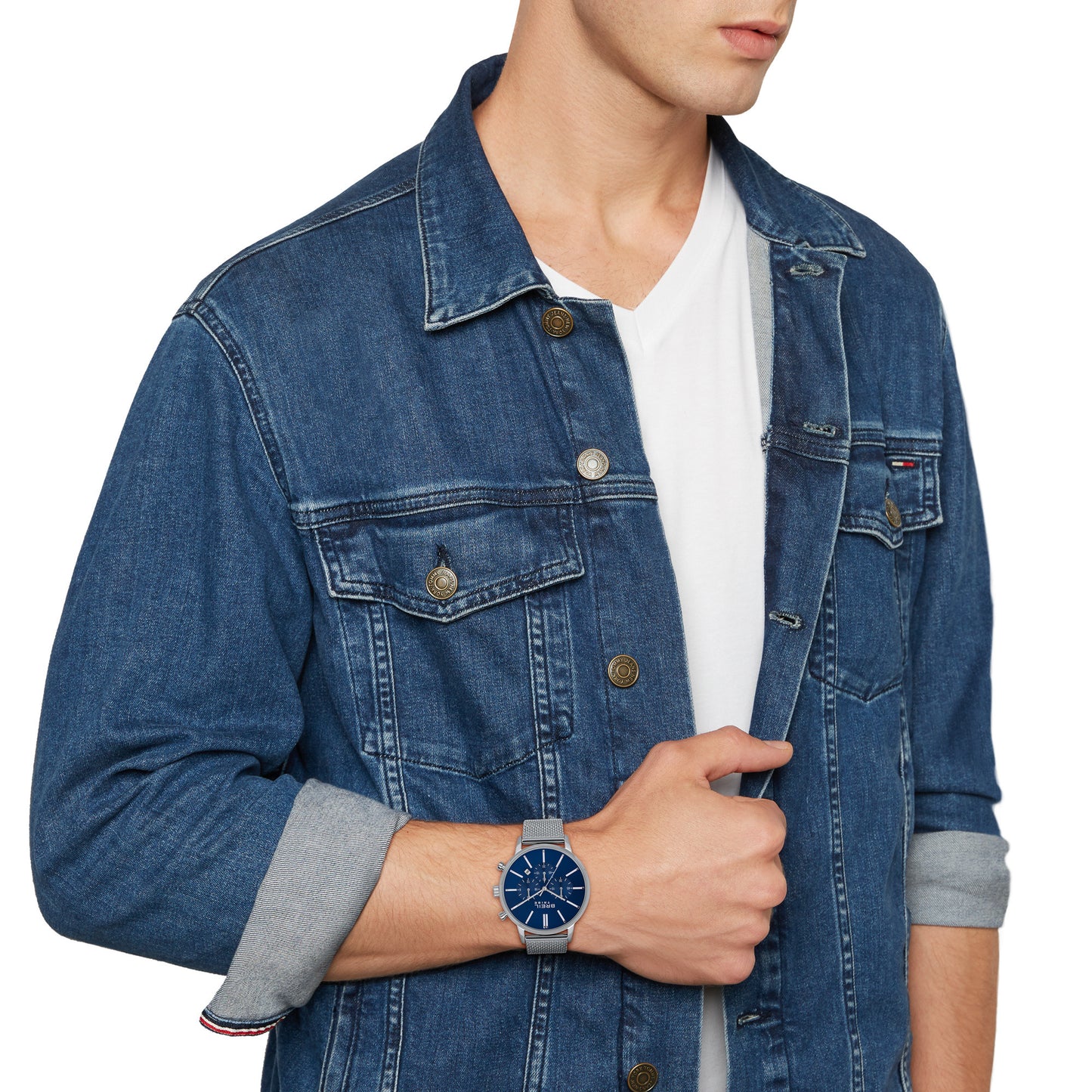 Reloj Chrono Gent Avery plateado y azul 42 mm EW0507 para hombre