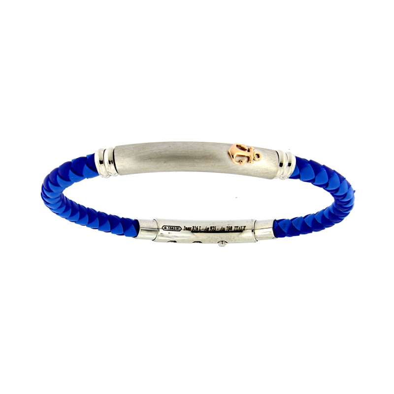 Bracciale Uomo in Caucciù Intrecciato Blu EXB923R-BL