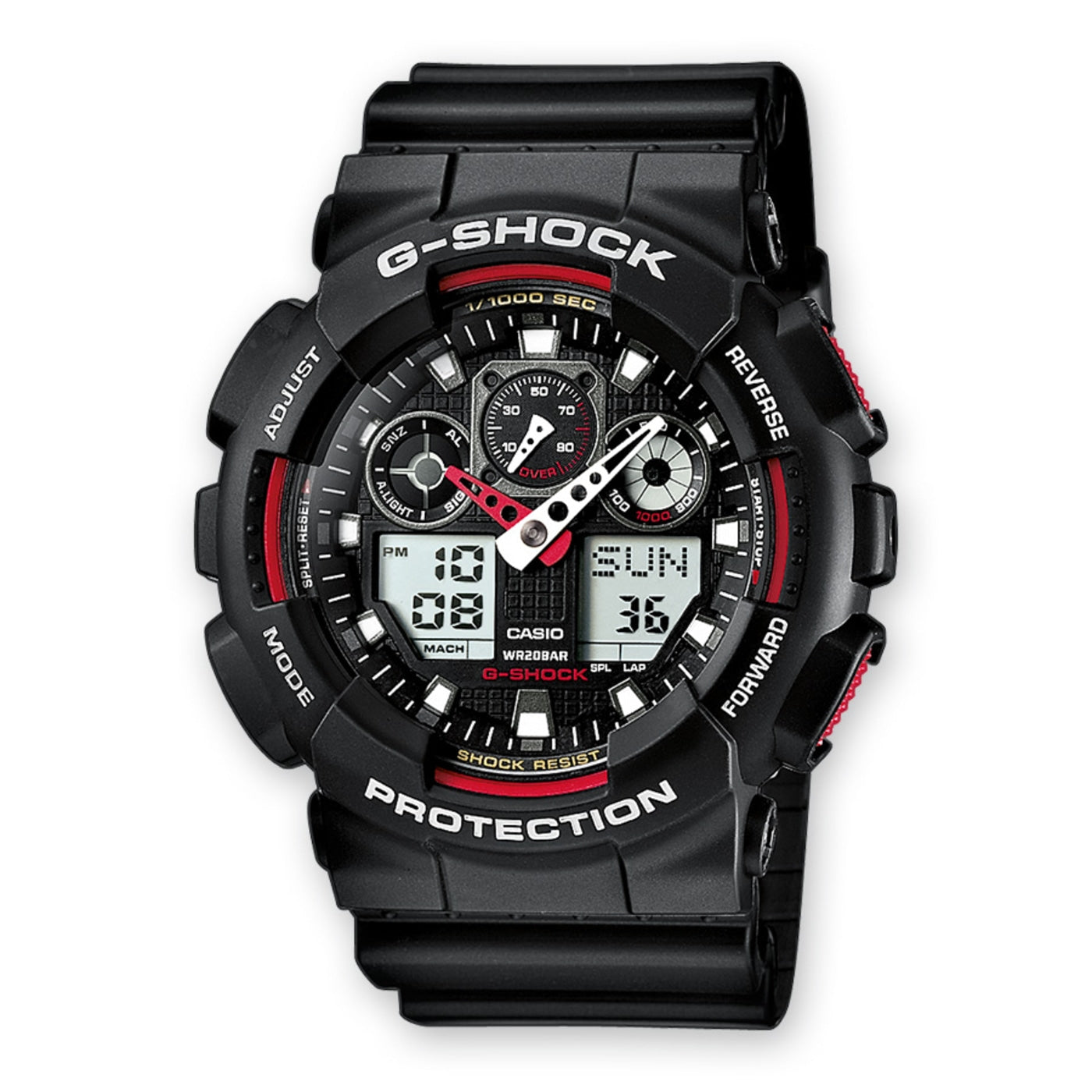 Reloj G-Shock negro y rojo para hombre GA-100-1A4ER