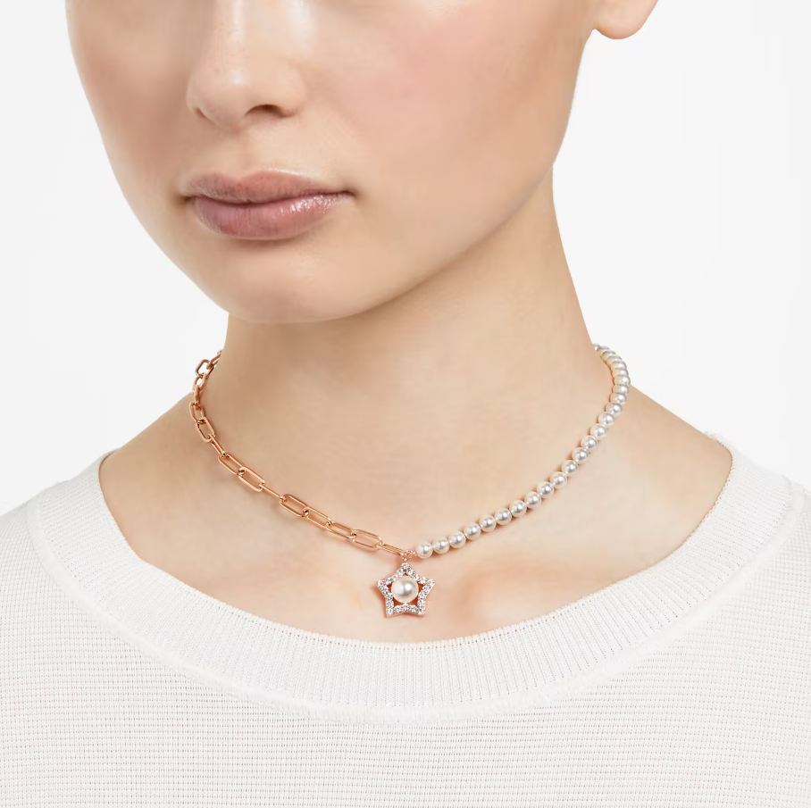 Collana Rosata con Stella Crystal e Perle 5645381