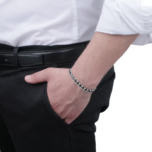 Pulsera Hombre Cerámica Acero y Negro SAFR05