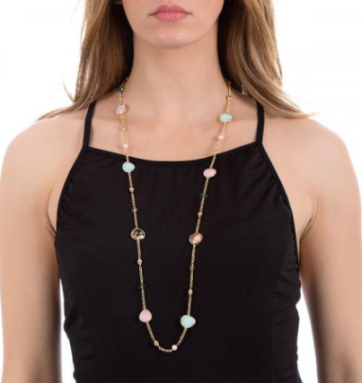 Collar Largo Dorado con Cristales Briolette XGR135D